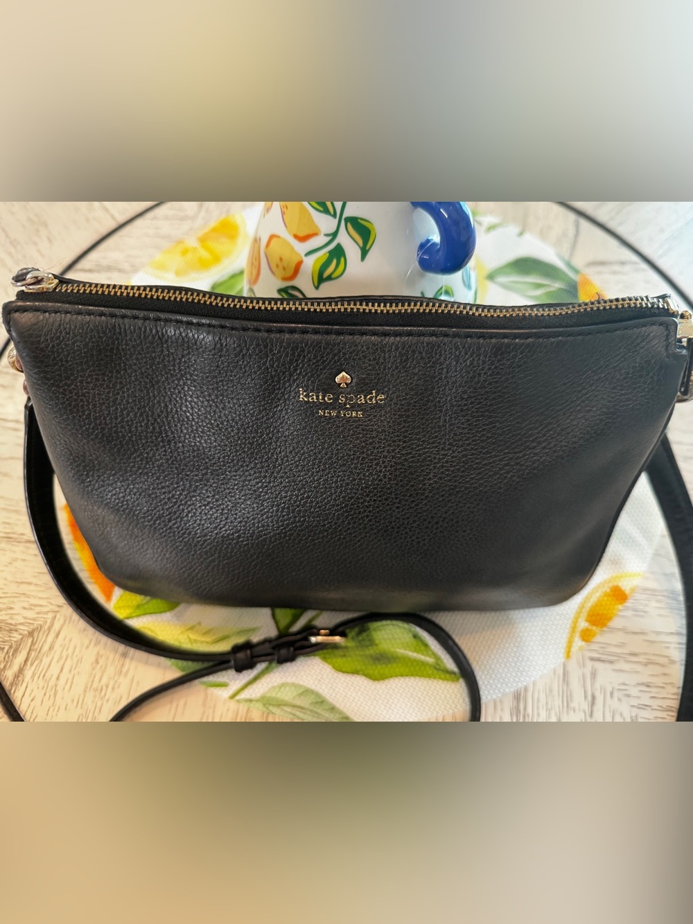 Kate Spade New York Black Pebbled Leather Crossbody Bag Adjustable Strap - Picture 7 of 16